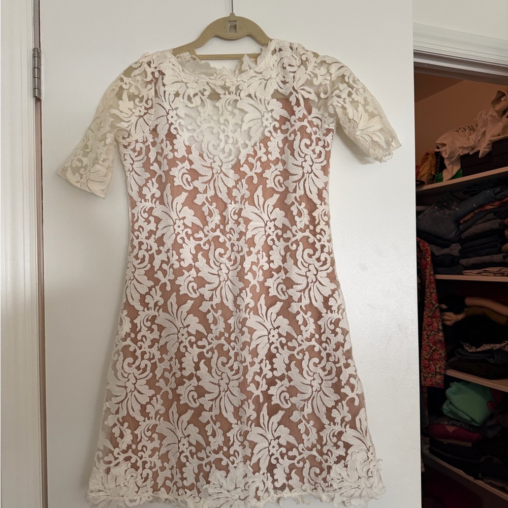 Grace Loves Lace Cream and Tan Lace Dress
